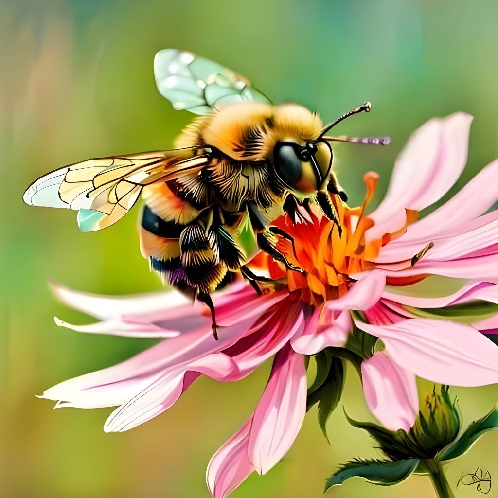 a happy bee on a flower  by @Chief_Runs-with-scissors