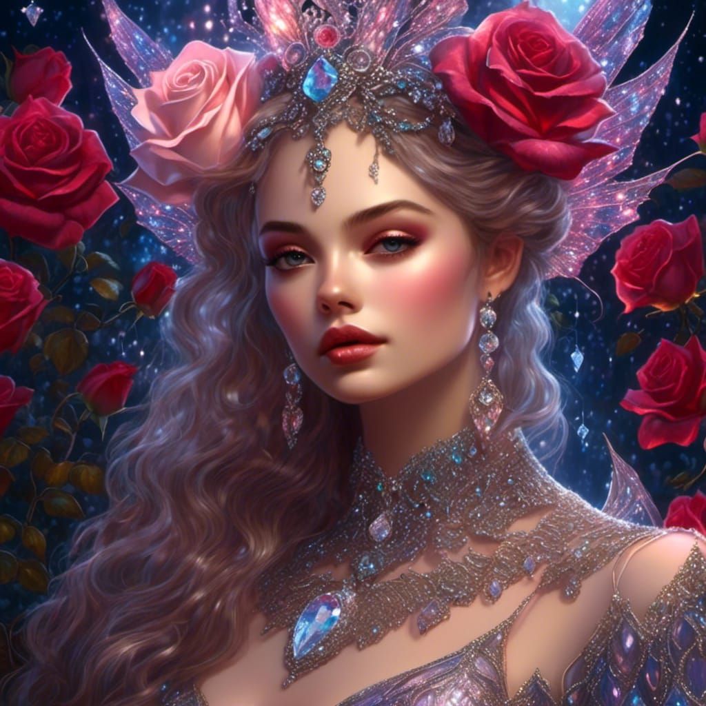 beautiful rose
 <lora:SPARKLES:1.0> highly detailed, romantic, 8k resolution concept art, elegant lighting, 3d shading ,iridescent colors, d...