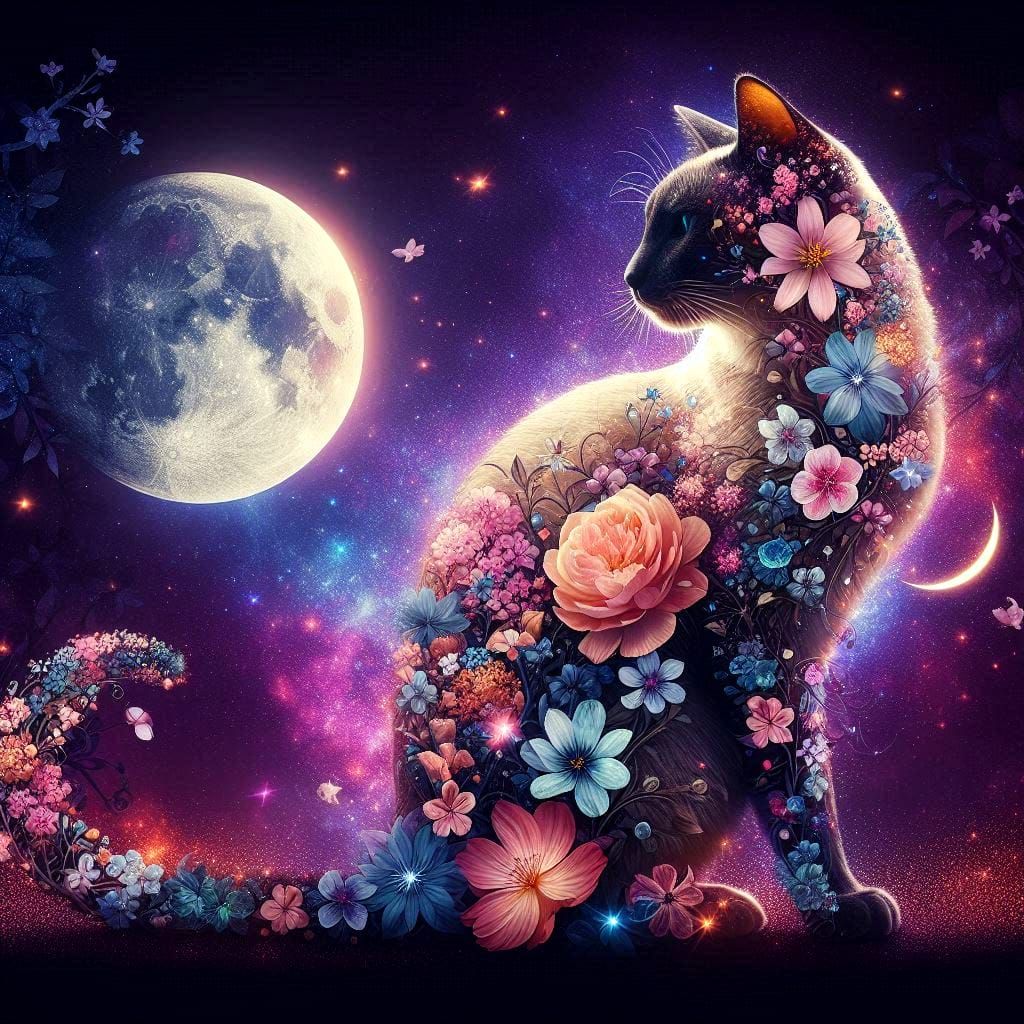 Flowers in a cat