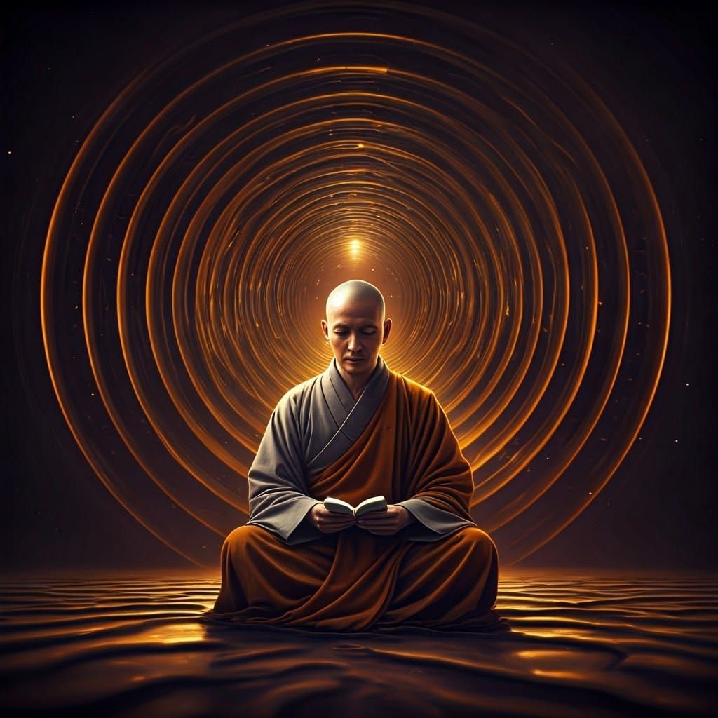 Monk in Surreal Landscape, Salvador Dali Style