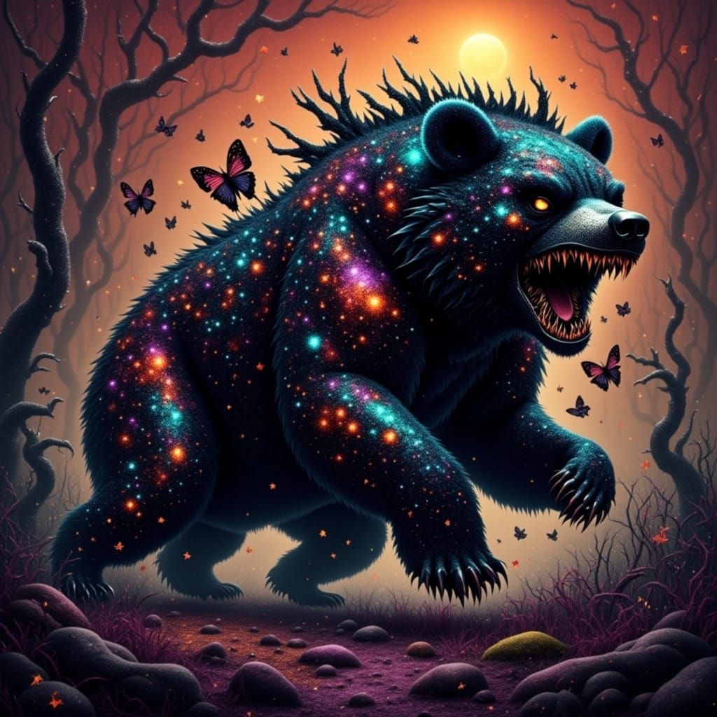 <lora:GLITTERGORE:1.0>  Ferocious roaring bear 