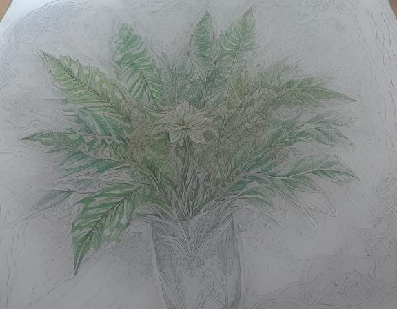 (Botanical fine lined coloring pages ink drawings with cross...