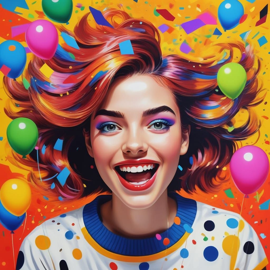 Playful Pop Art Masterpiece with Colorful Confetti and Glitt...