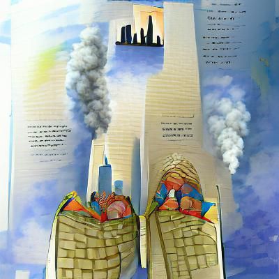 Twin towers 9/11 storybook illustration