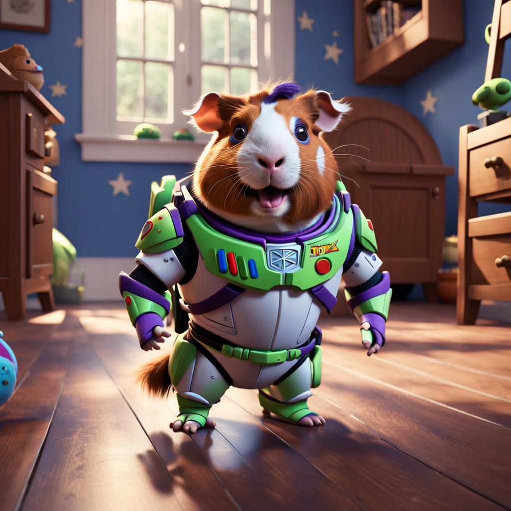 Guinea pig dressed as Buzz Lightyear