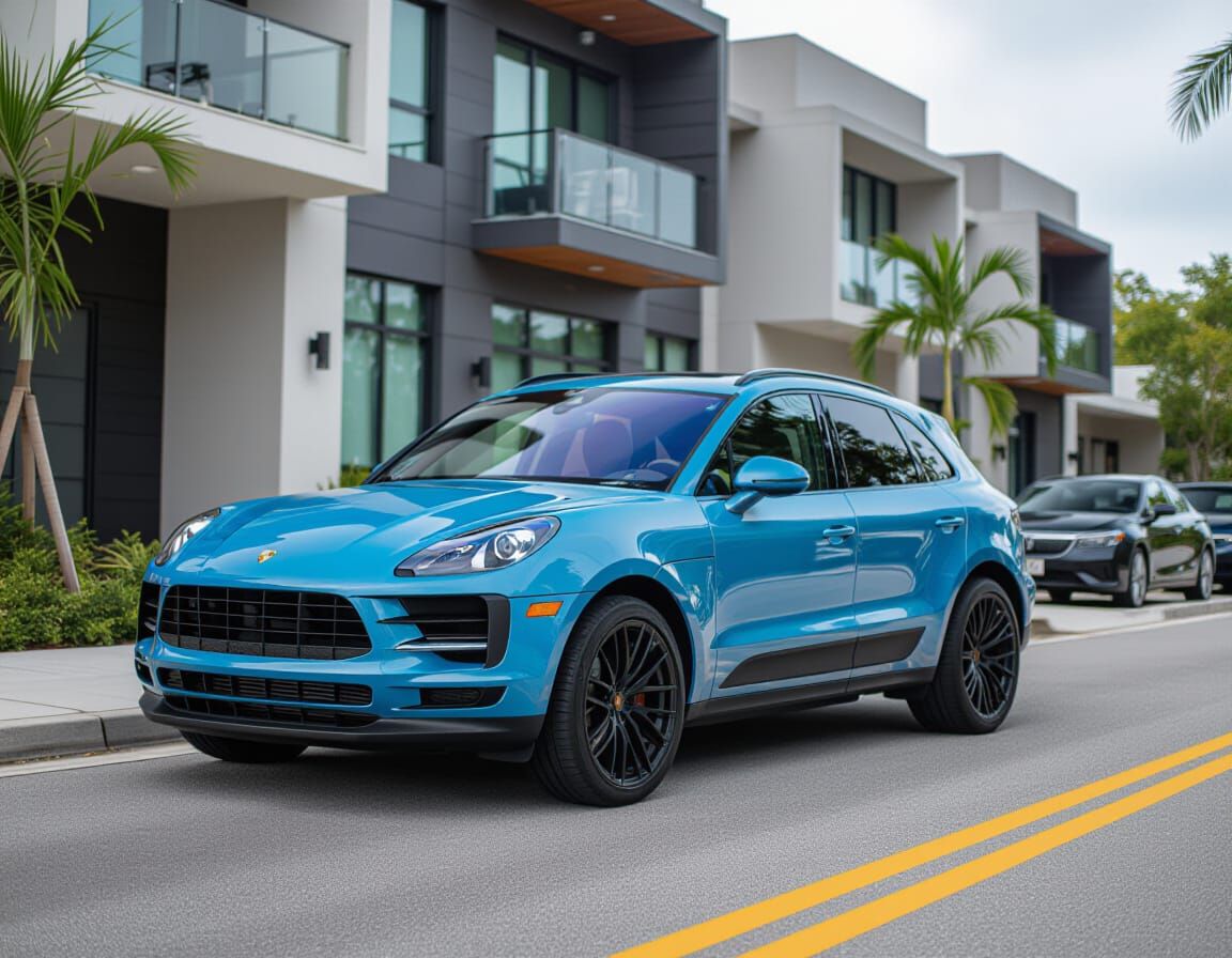 Porsche Macan in MIAMIBLAU color.