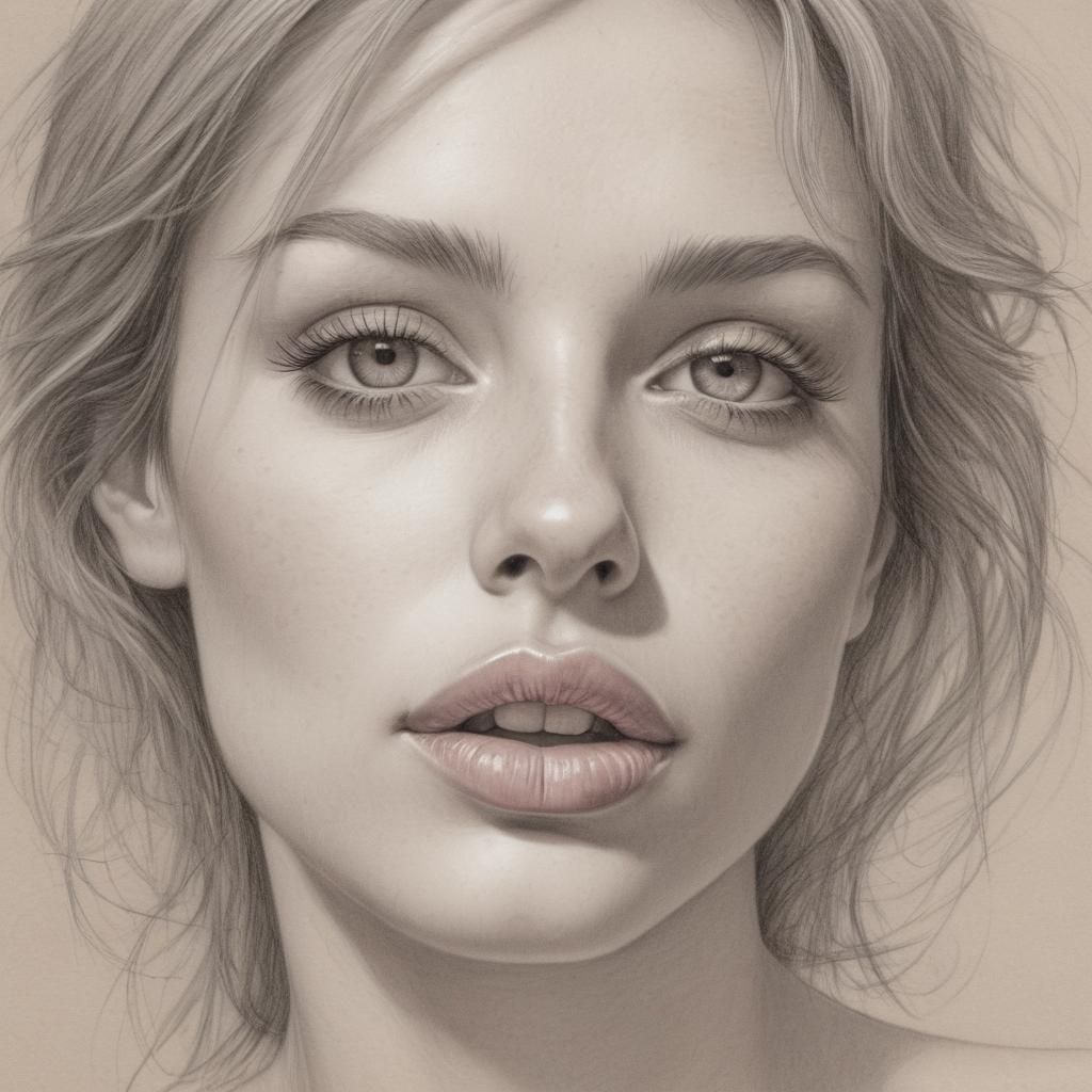 Monochromatic Pencil Sketch of a Woman's Face