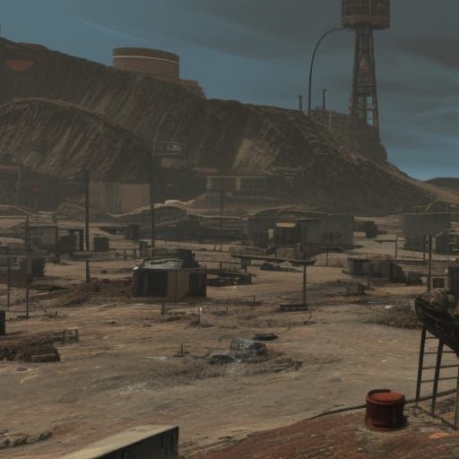 Desolate wasteland in 2077 a fallout