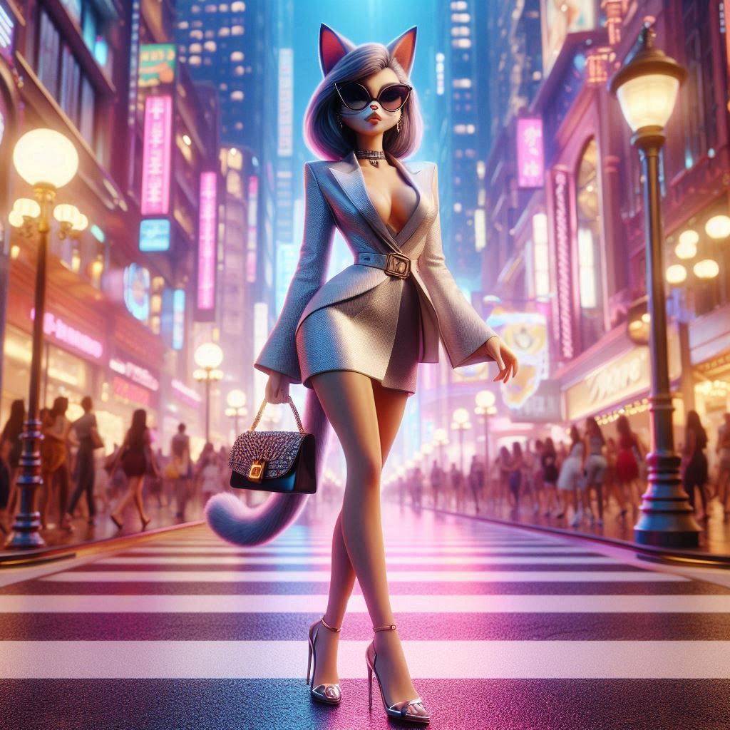 Pretty Kitty walking down the streets