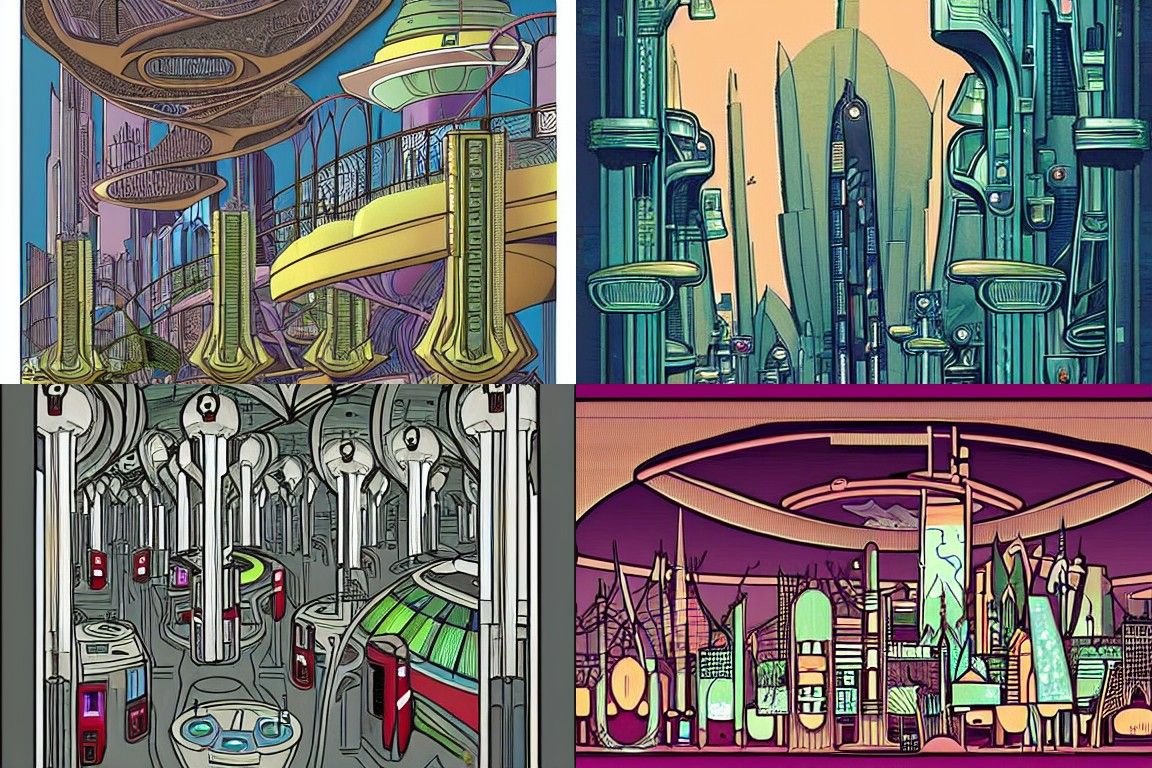 Sci-fi city in the style of Art Nouveau