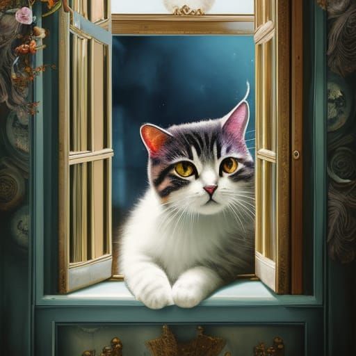 cat house window 😉 AI Generated Artwork NightCafe Creator