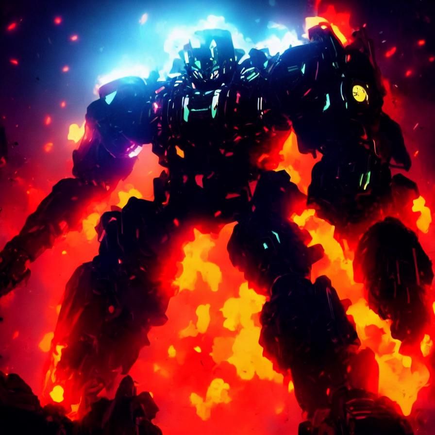 un Mecha et son impressionnante armure se prépare au combat ...