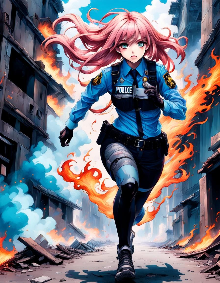 Ultra detailed airbrush art, Anime female running, sad emotional look, long pink hair, big manga eyes, perfect curvy bod...