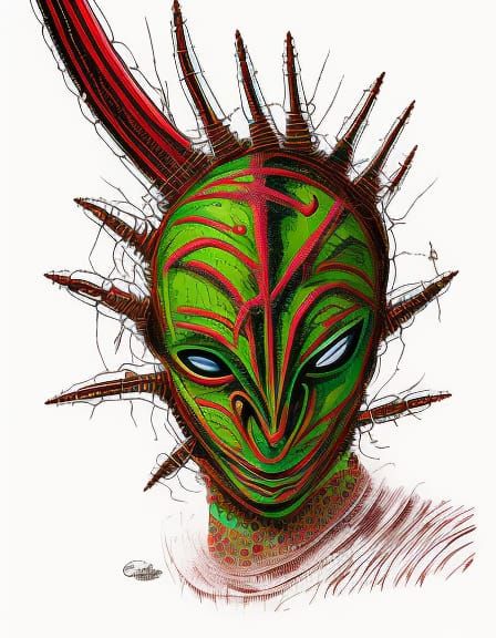 Red gold green art by Clive Barker African comic book style ...