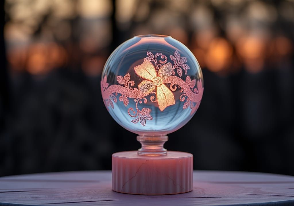 Etched Crystal Ribbon on Glass Globe