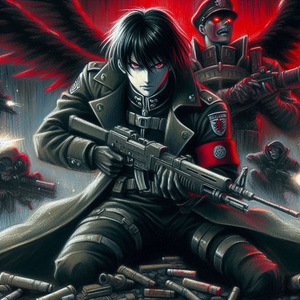 Hellsing, Victoria Seras attacking Millennium's Base of Oper...