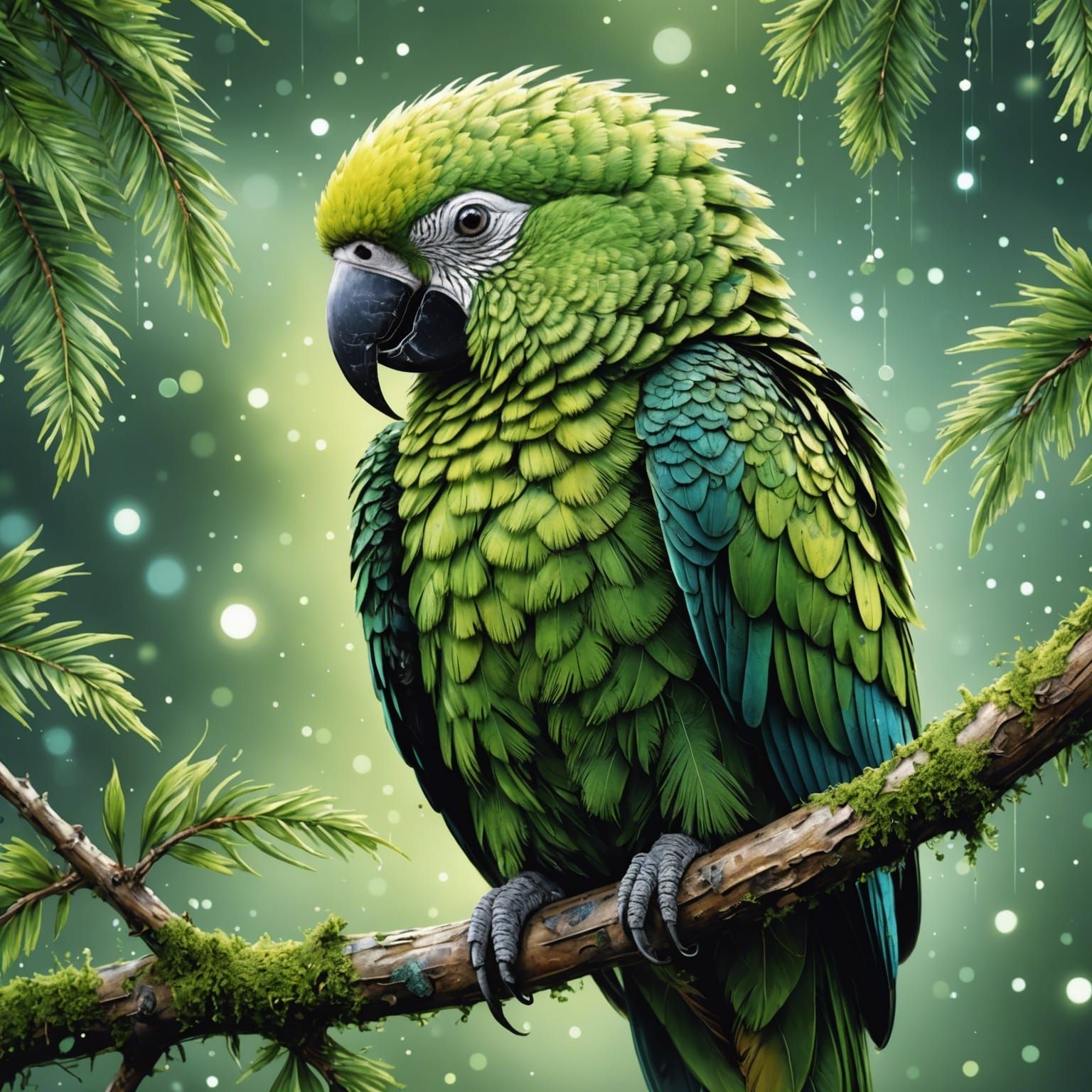 Endangered Green Parakeet  by @Wen