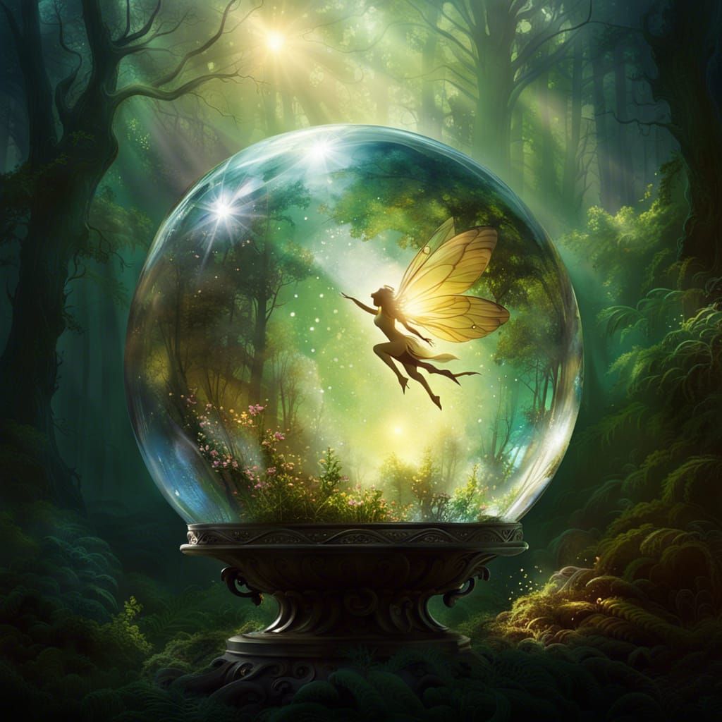 A fairy inside a glass sphere - AI Generated Artwork - NightCafe Creator