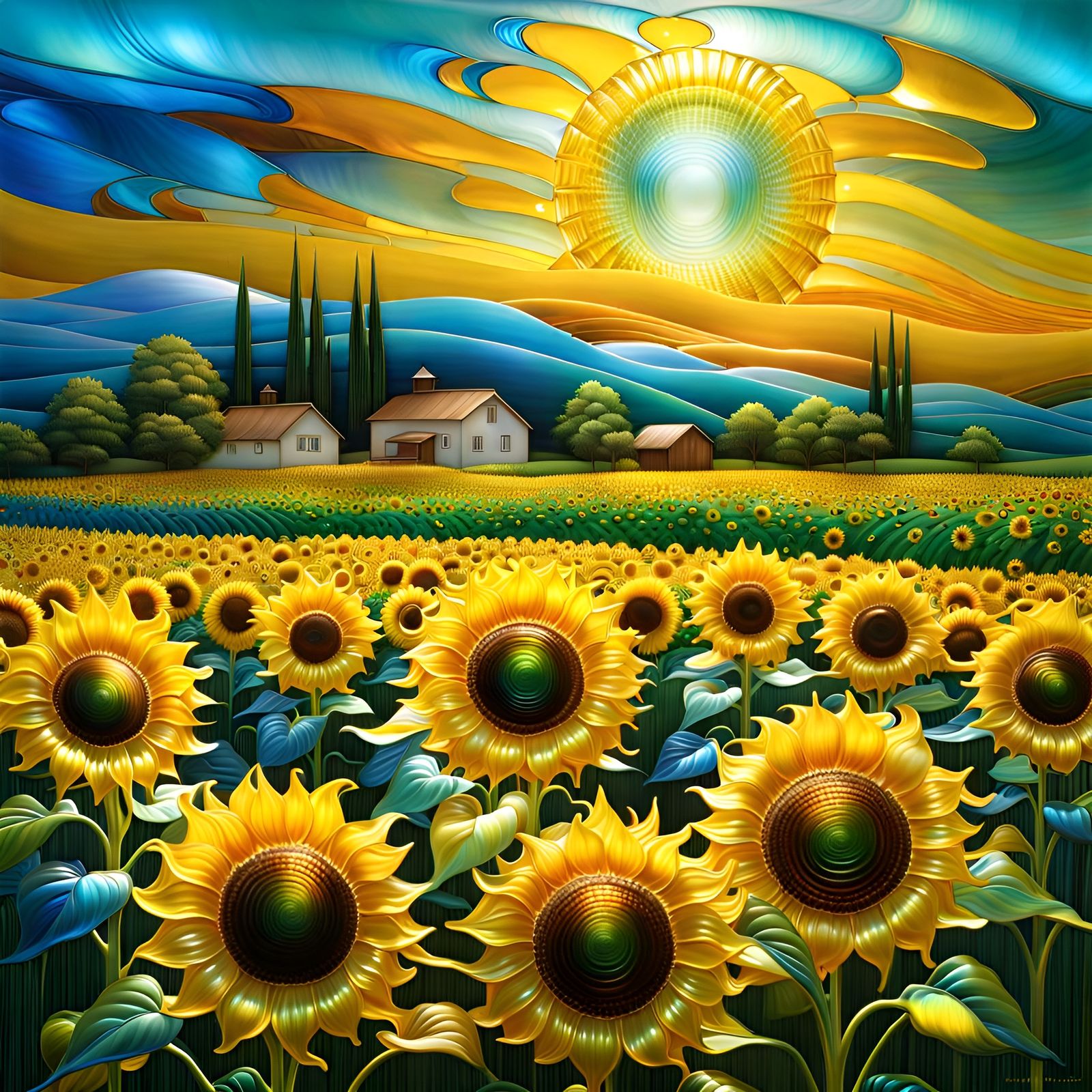 Sunflower Glass Field 2