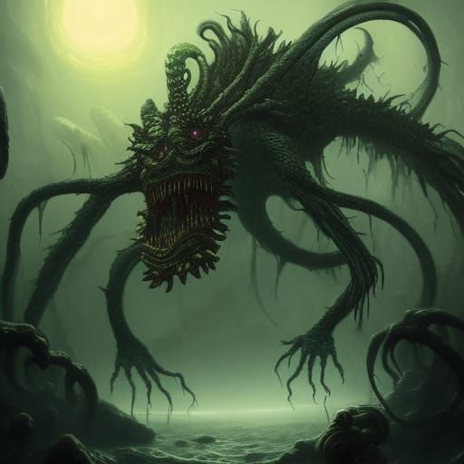 H.P. Lovecraft Cthulhu attacking - AI Generated Artwork - NightCafe Creator