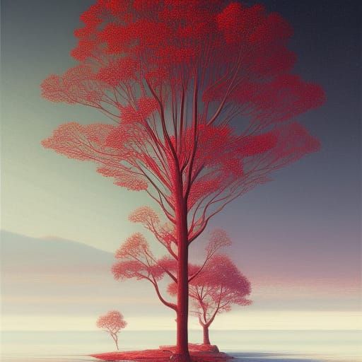 Glowing Red Tree