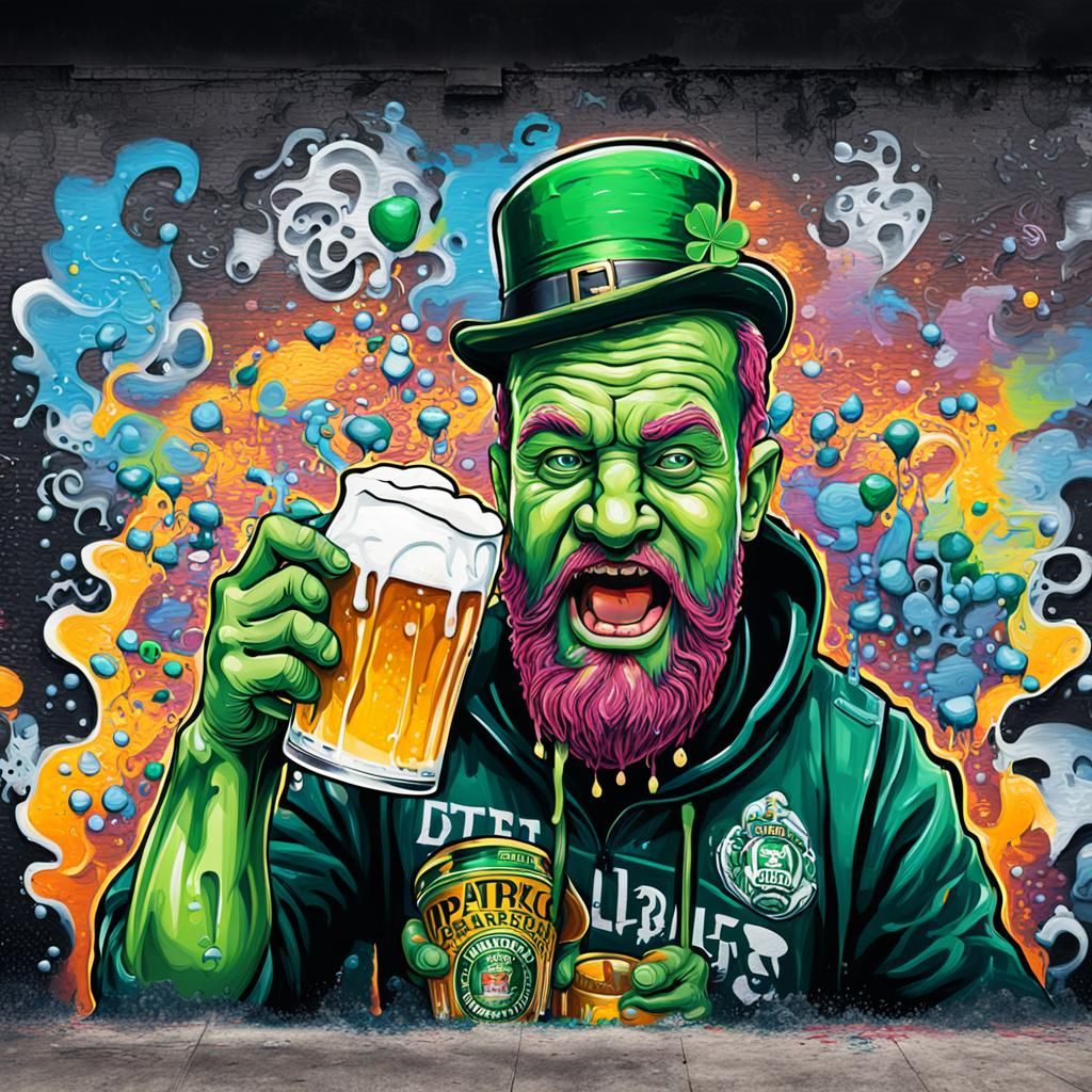 st Patrick drinking beer