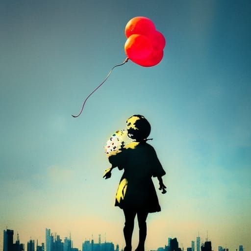 Girl with Red Balloon AI Generated Artwork NightCafe Creator