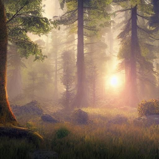 rural forest in golden hour