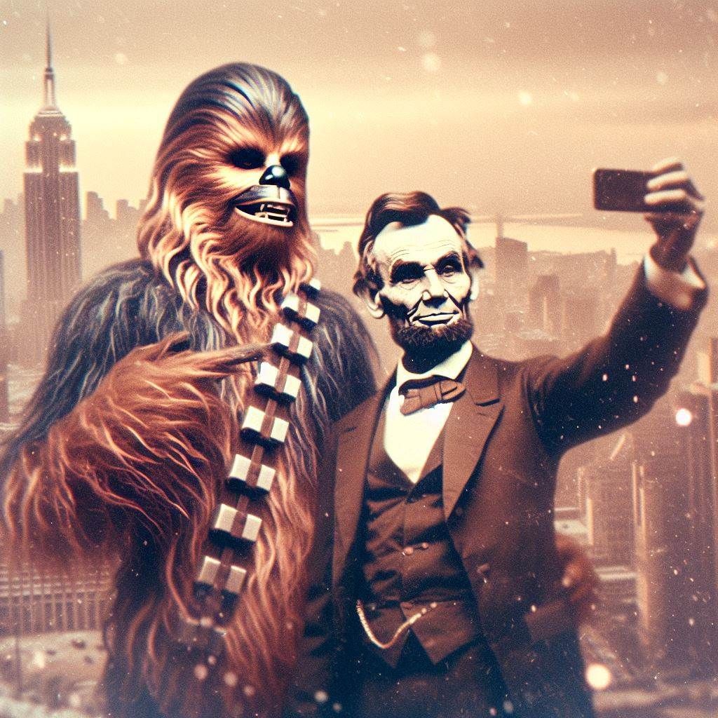 Abraham Lincoln meeting his Idol,  Chewbacca