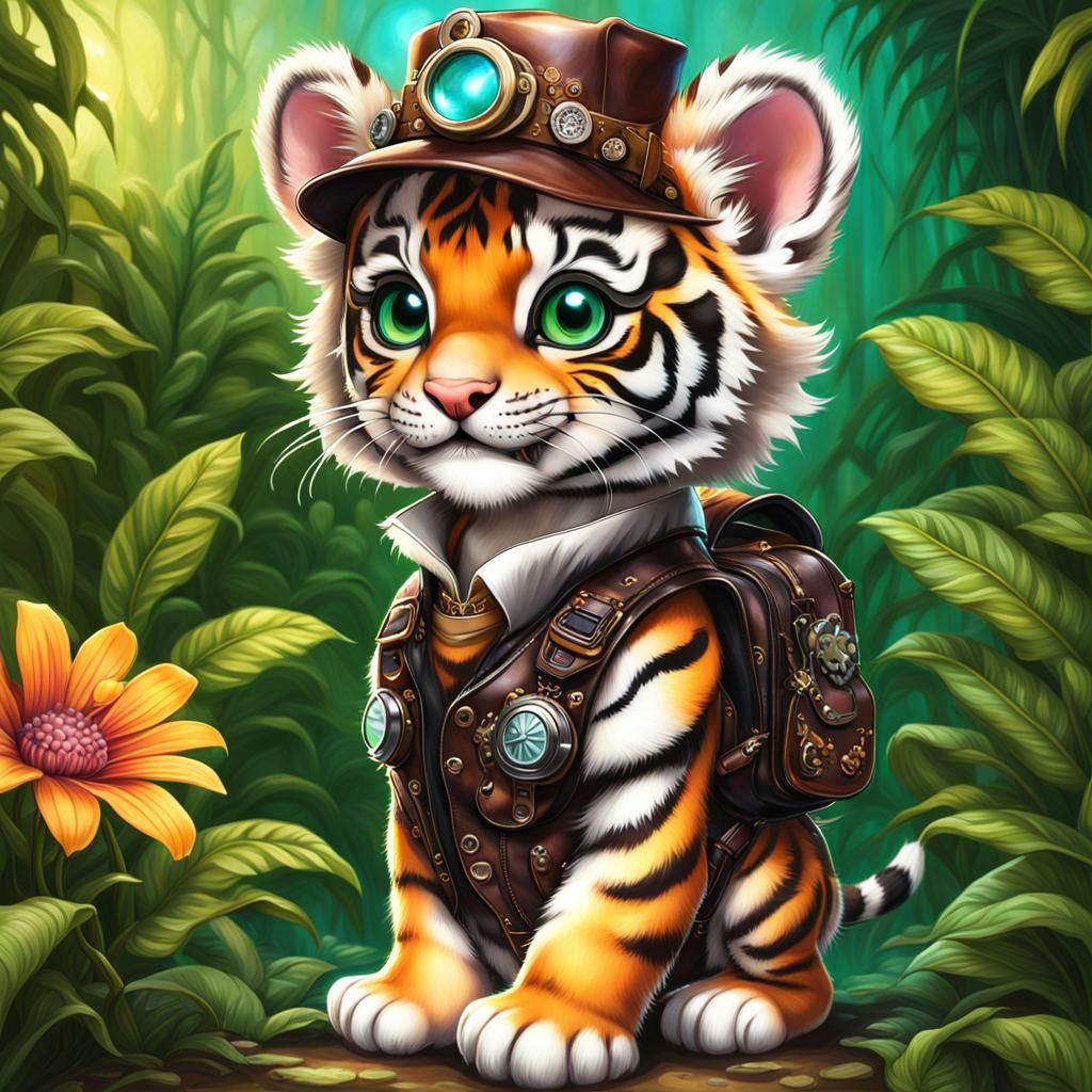 The Jungle Explorer, Steampunk Bengal Tiger Cub 