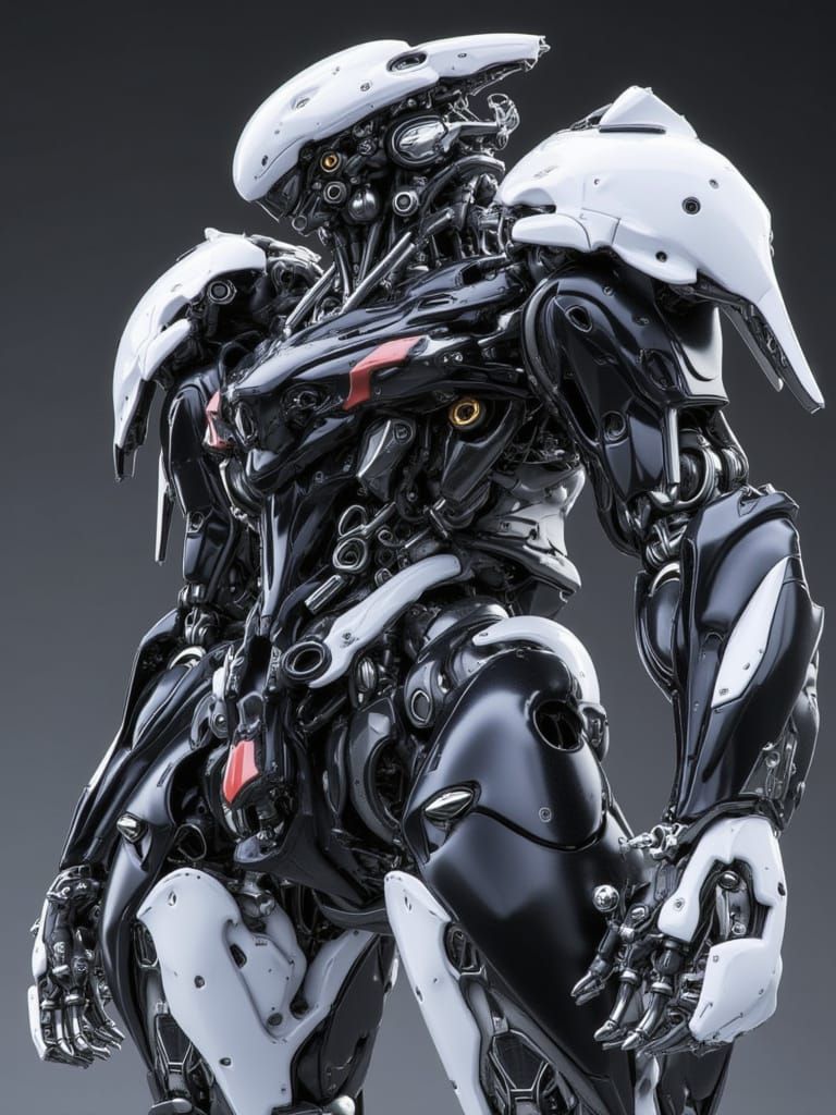 <lora:Organic Cyber Mecha:1.0> A full body massive mecha with metallic boots