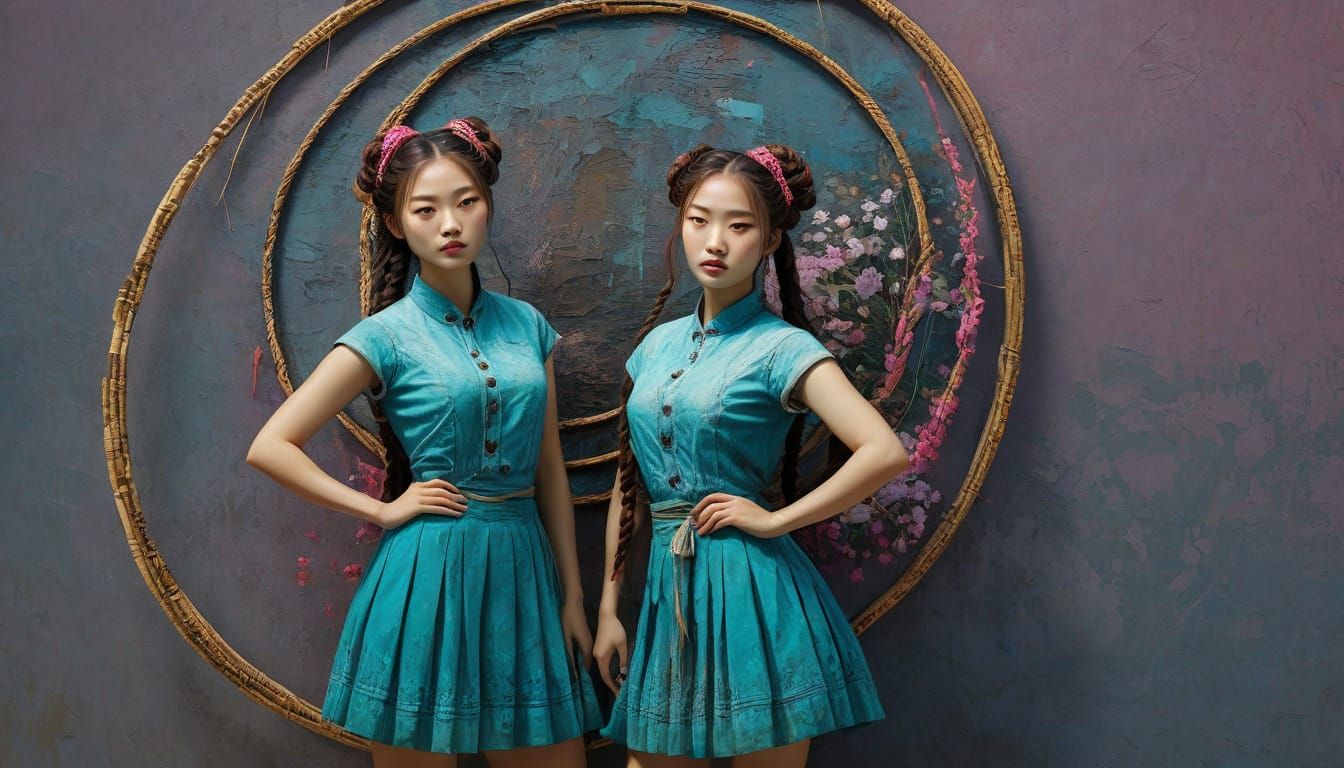 Elegant Neo-Impressionist Portraits of Korean Girls in Vibra...