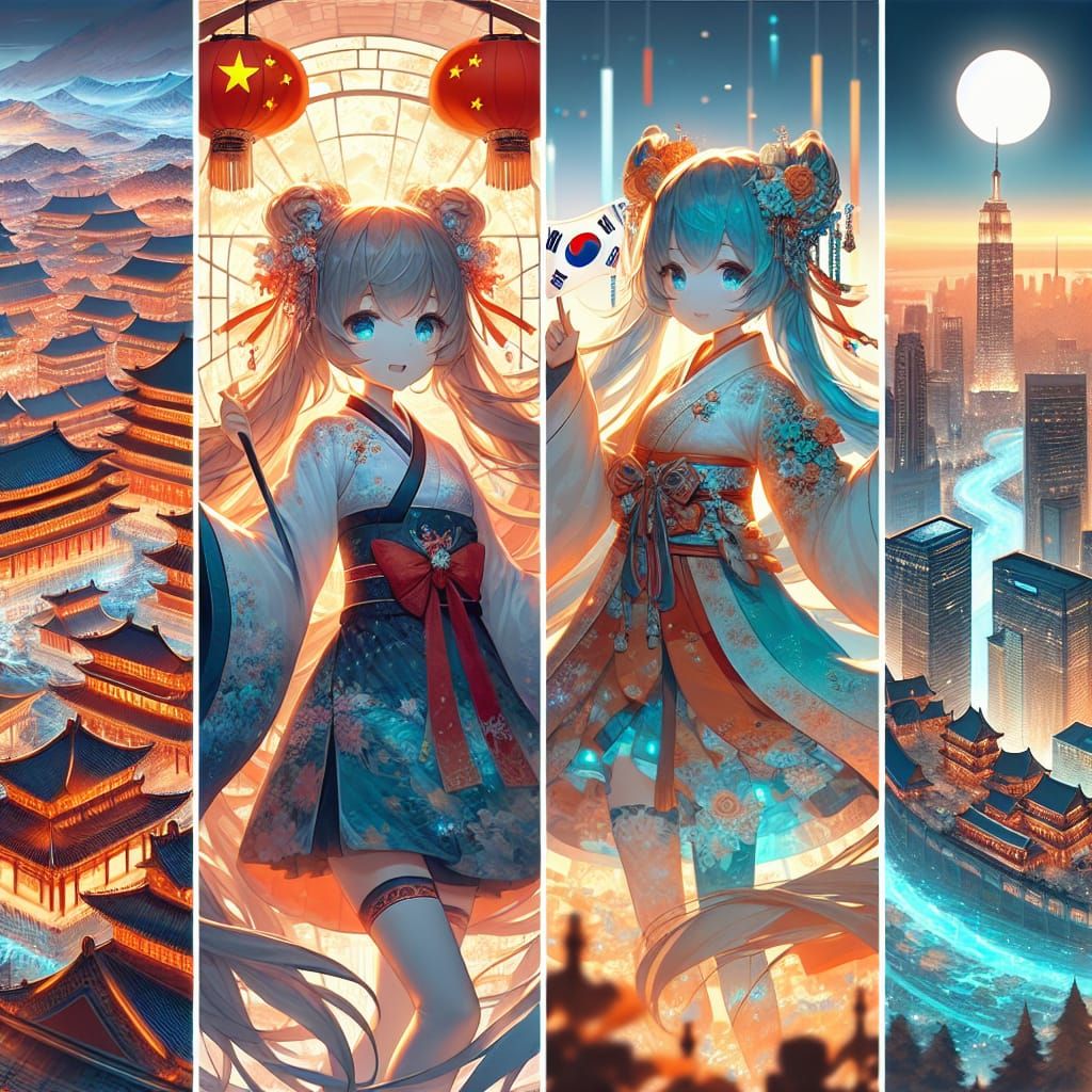 Anime Girl in China, Korea, USA, Canada