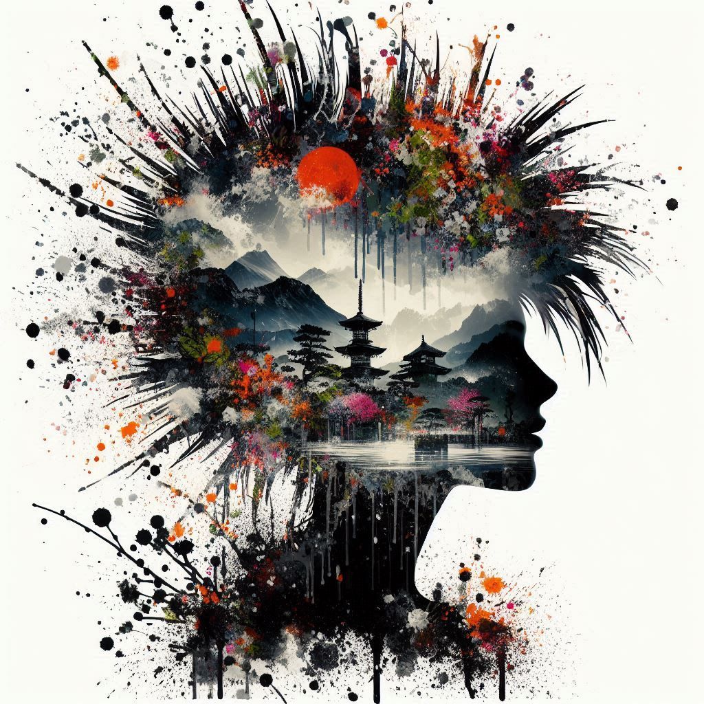 double exposure beautiful fantasy portrait landscape..