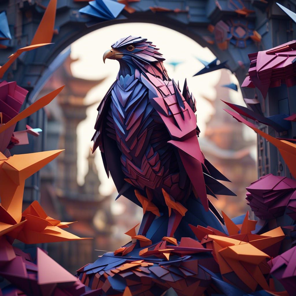 Origami Falcon  by @Gwem