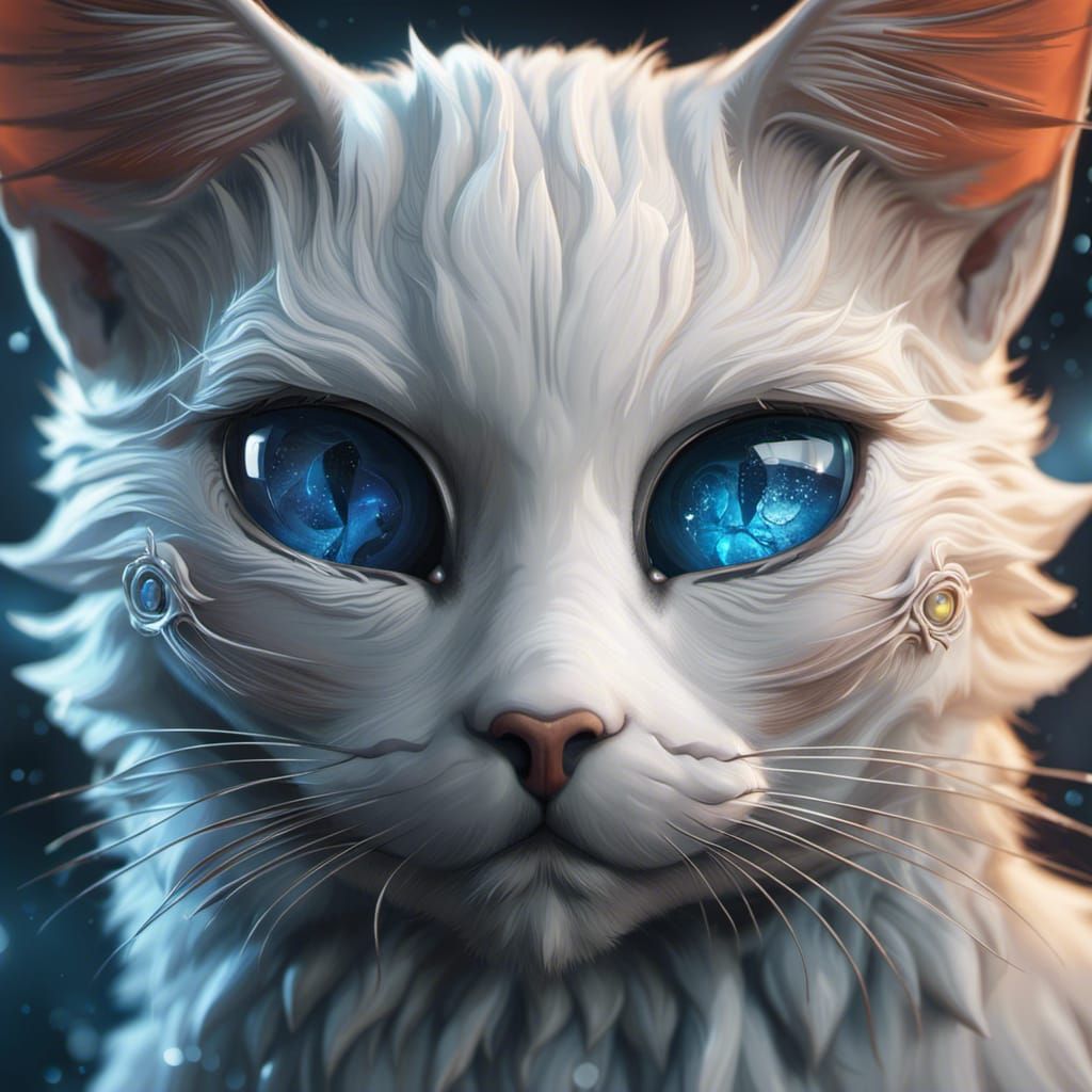 Gato Branco com olhos azuis. - AI Generated Artwork - NightCafe Creator