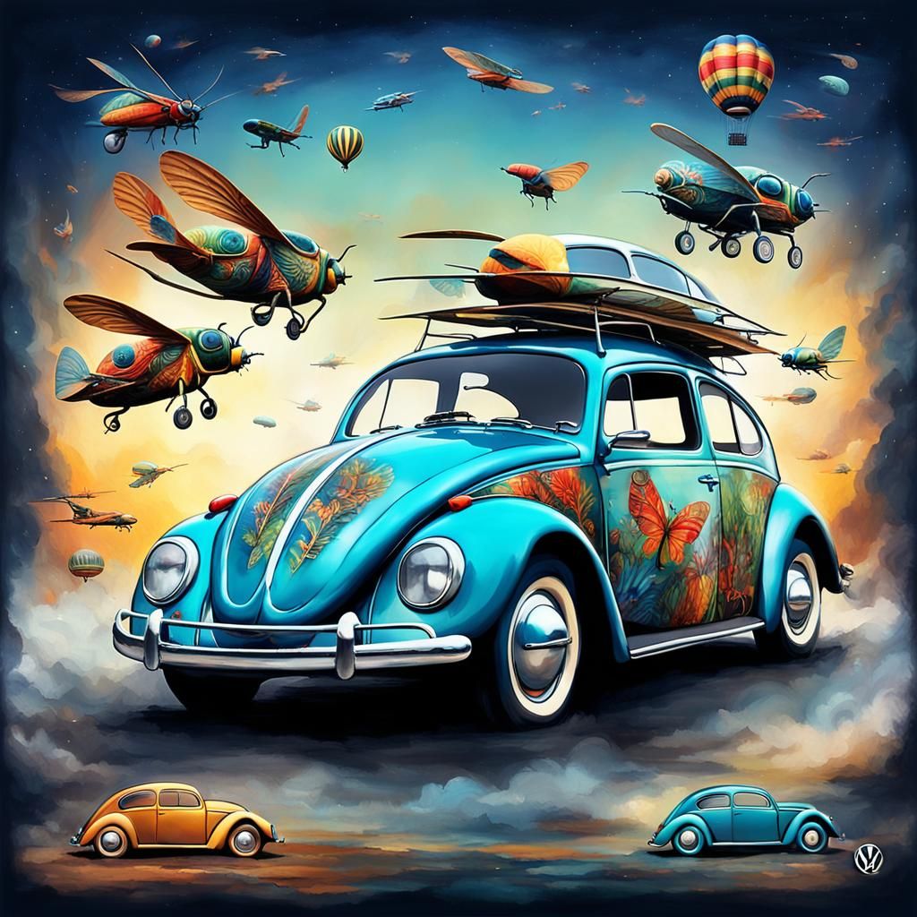 Breathtaking creations of majestic vw beetles in flight, fro...