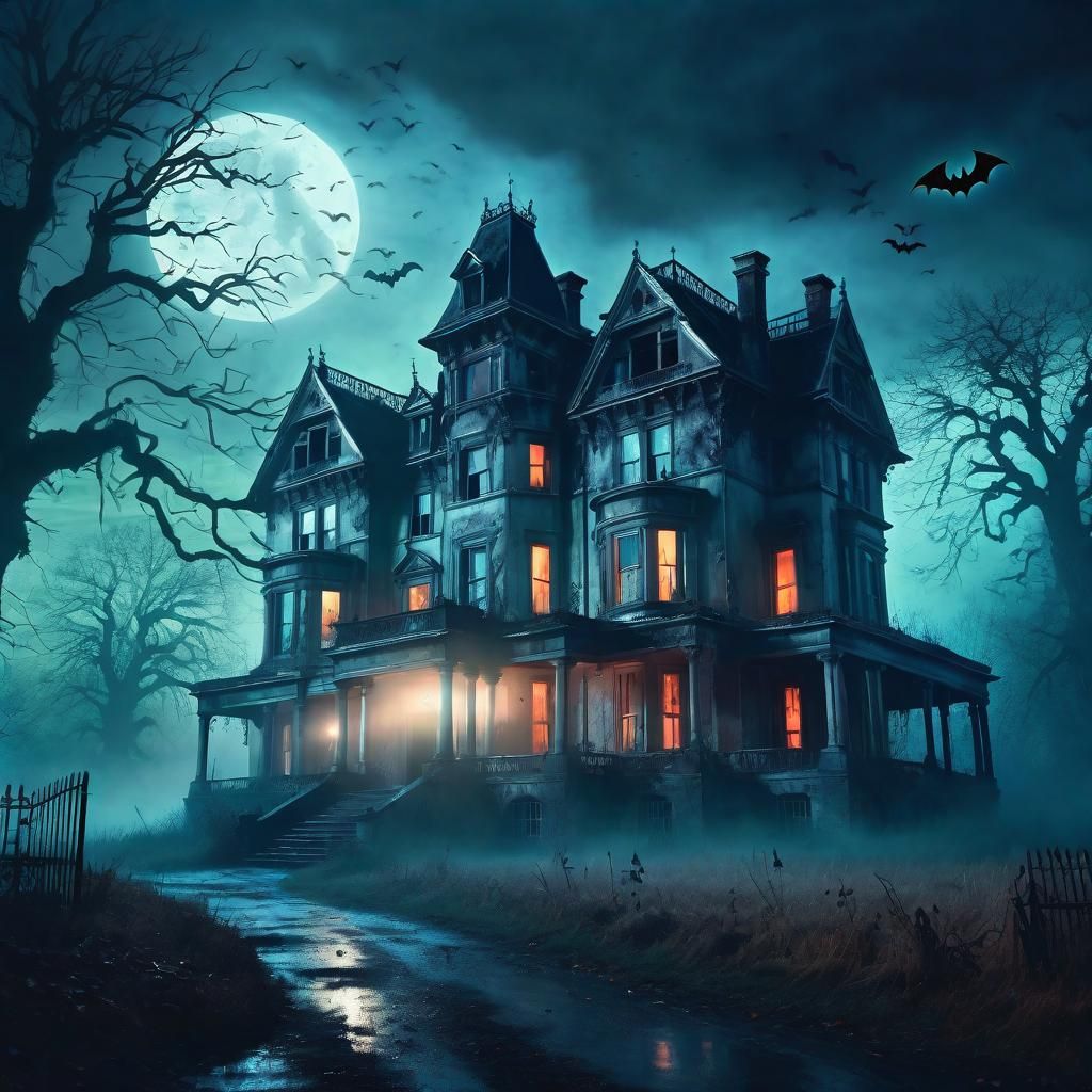 Spooky countryside mansion - AI Generated Artwork - NightCafe Creator