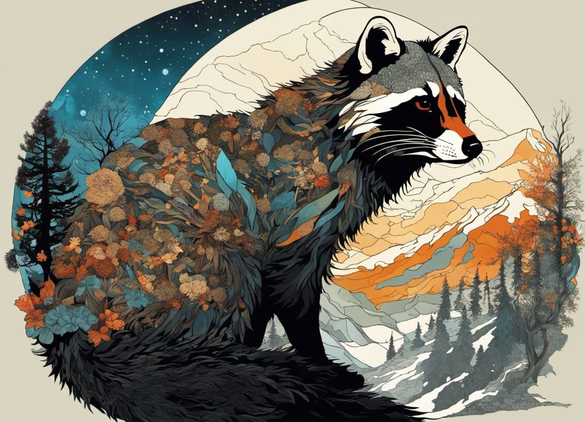 Life of alone raccoon