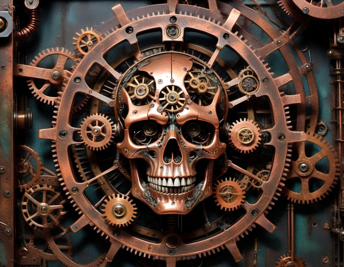 The Copper Inner Mechanical Components Of A Skull Time Piece...
