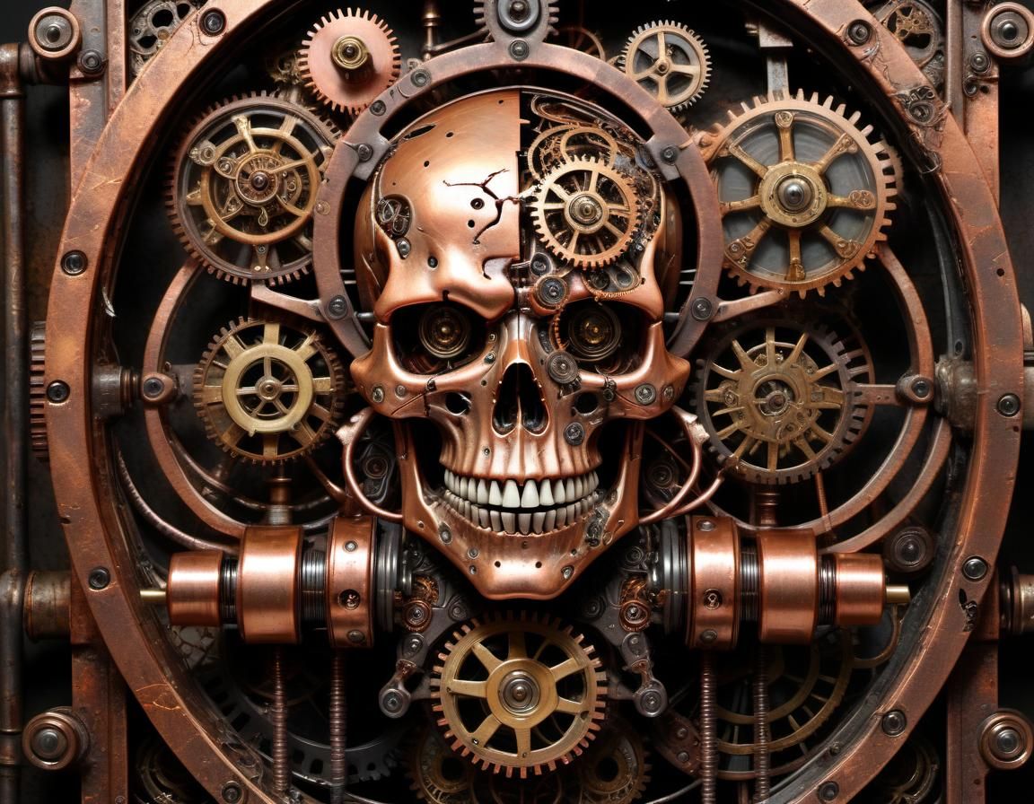 The Copper Inner Mechanical Components Of A Skull Time Piece...
