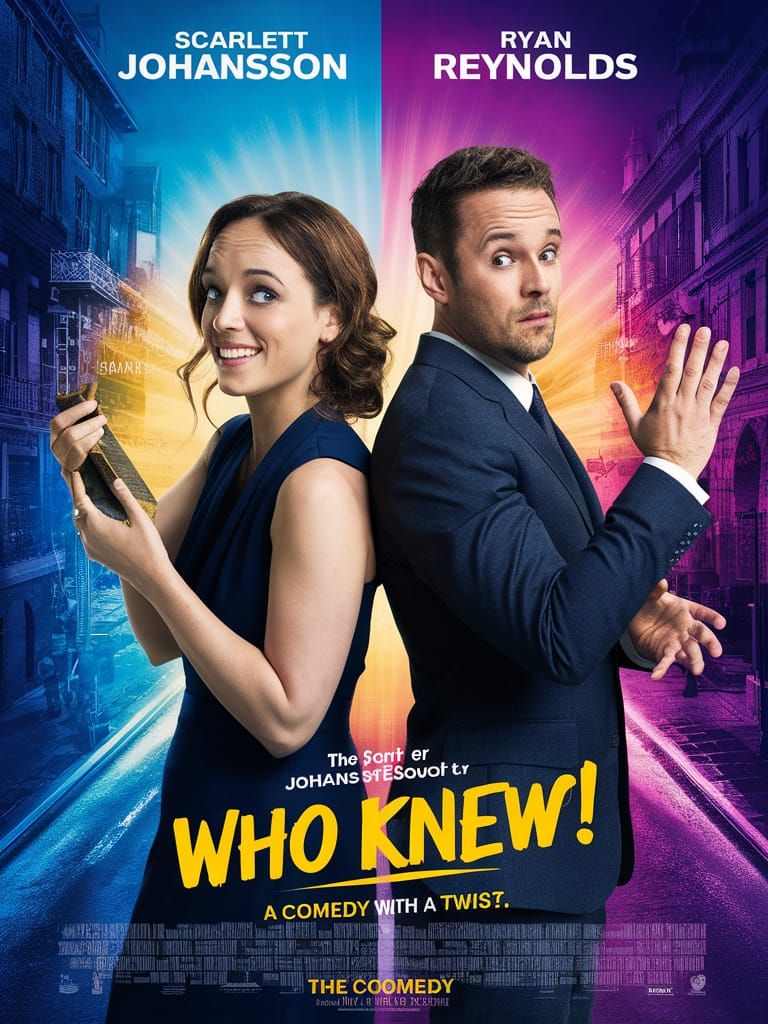 movie poster, Title: "Who Knew?!" with Scarlett Johannsen an...