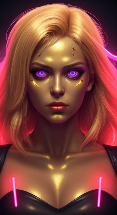 Woman Monster With Glowing Eyes With Golden Skin Realistic Masterpiece Ai Generated Artwork 1267