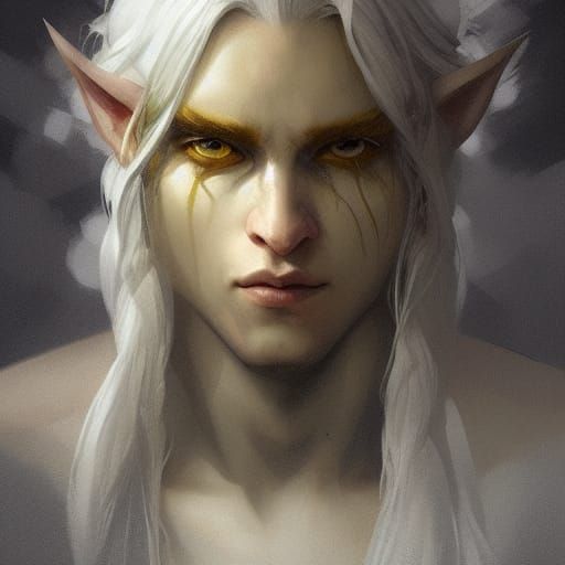 firbolg white hair young yellow eyes bealty - AI Generated Artwork ...