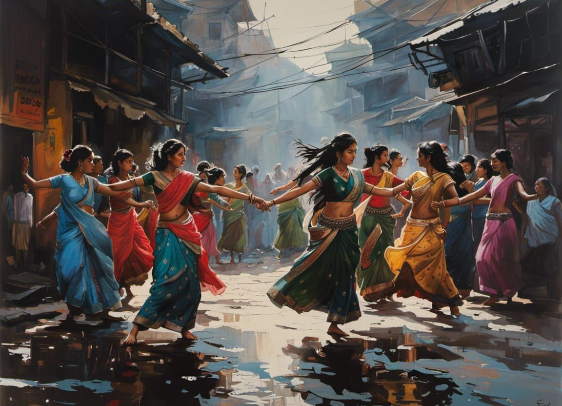 Indian girls dancing in a Bollywood musical movie  by @That cinema teacher