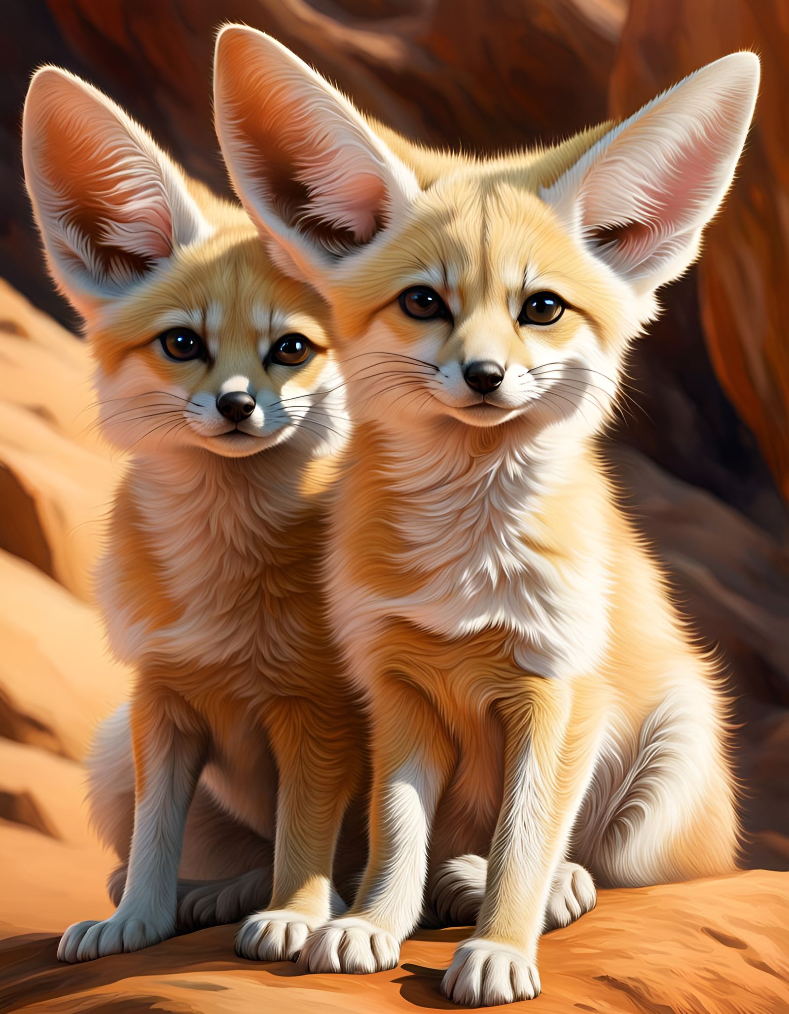 A Pair Of Young Fennec Fox's - AI Generated Artwork - NightCafe Creator