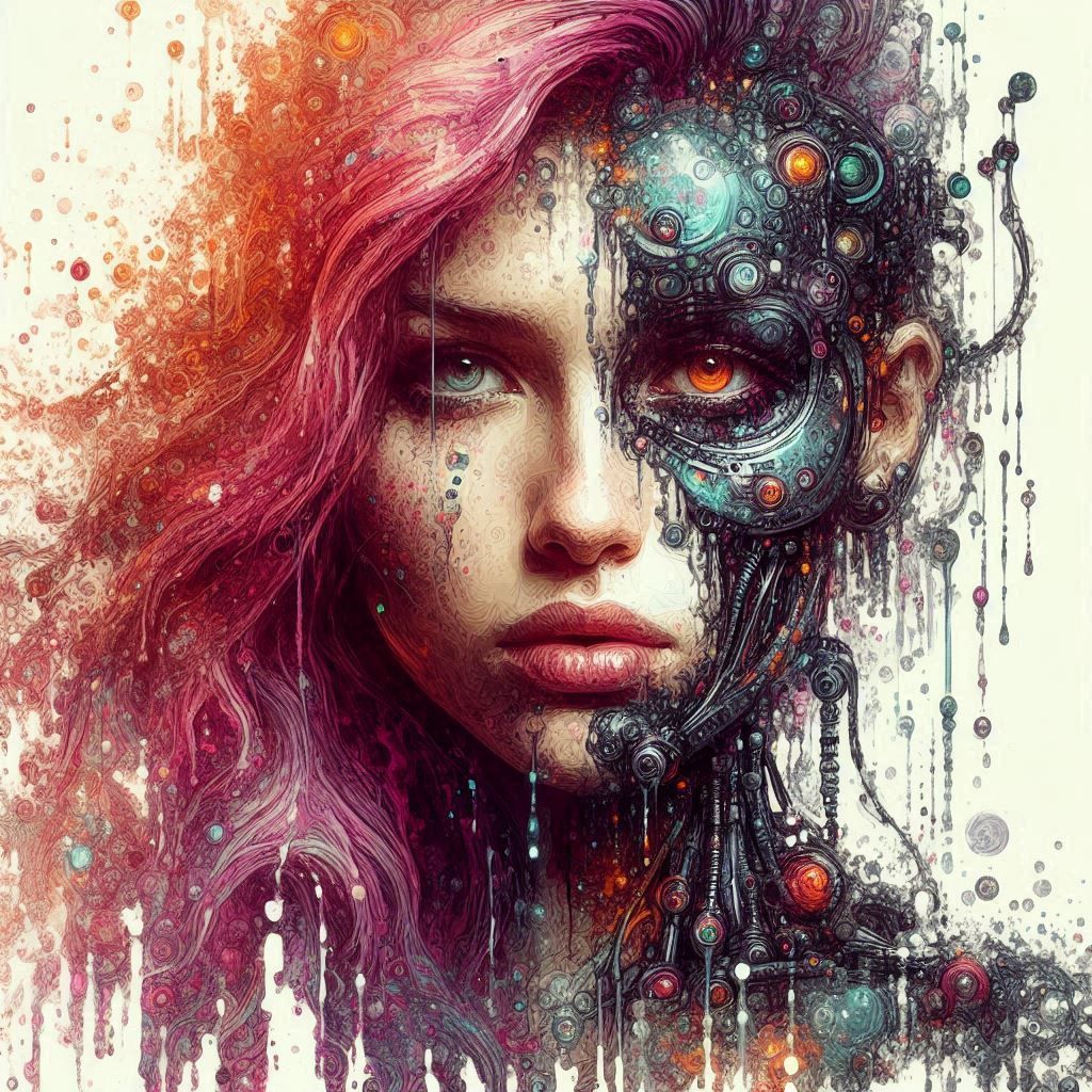 double exposure beautiful fantasy DALL-E 3 portrait landscape..