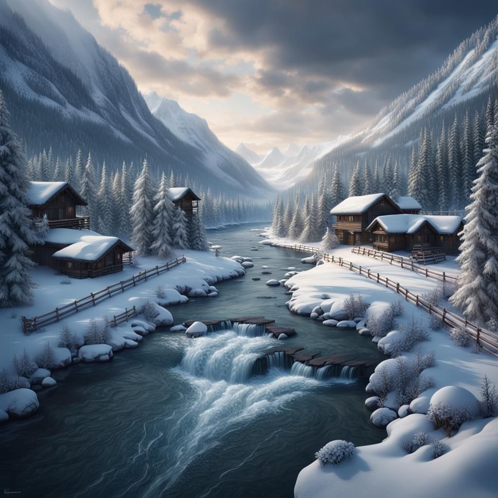 Wintertime riverscape   by @thatgayfrog