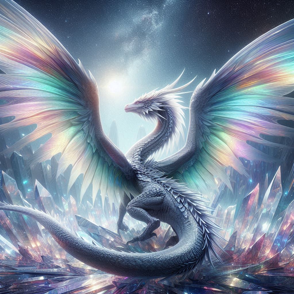 Silver irridescent dragon