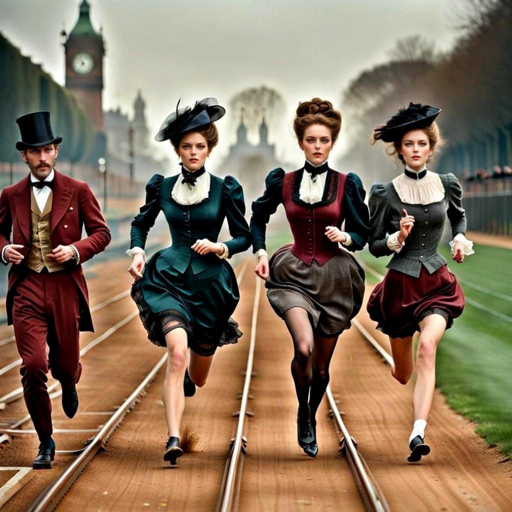 Victorian Track Practice: A Colorful, High-Contrast Scene